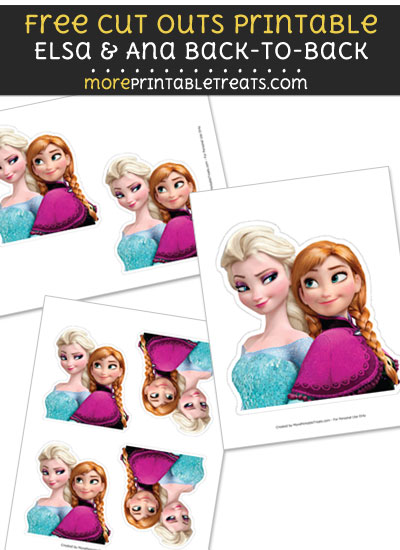 Free Elsa and Ana Back-to-Back Cut Out Printable with Dashed Lines - Frozen