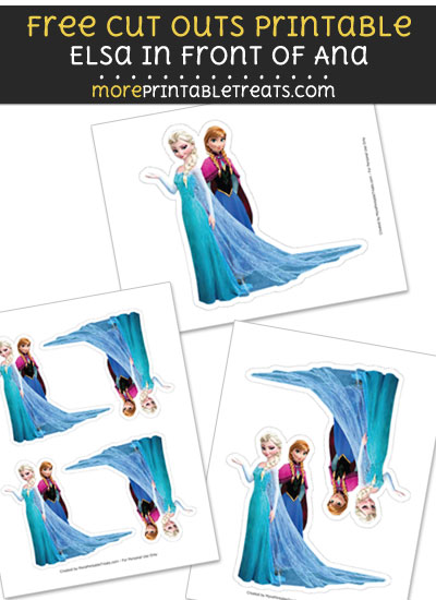 Free Elsa in front of Ana Cut Out Printable with Dashed Lines - Frozen