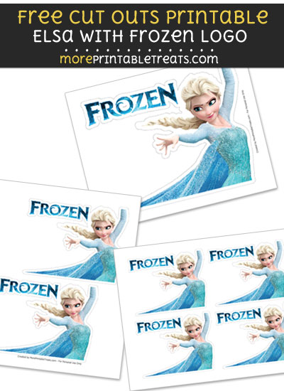Free Elsa with Frozen Logo Cut Out Printable with Dashed Lines - Frozen