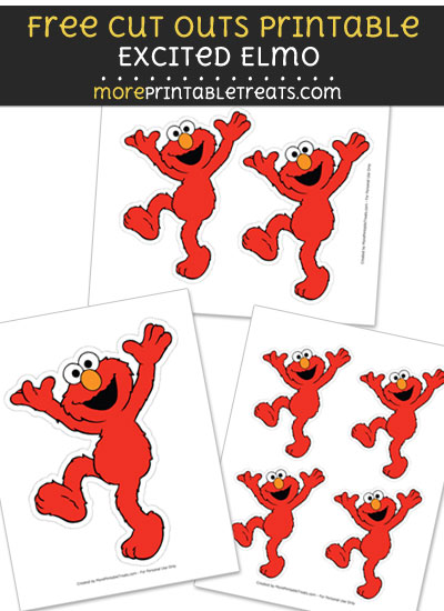 Free Excited Elmo Cut Out Printable with Dashed Lines - Sesame Street