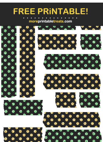 Free Printable Glittery Goldenrod and Emerald Green Washi Tape