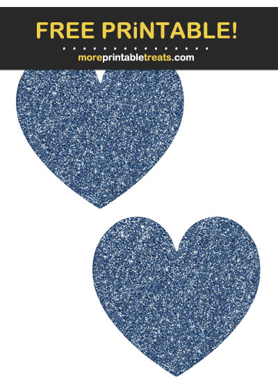 Free Printable Glittery Navy Blue Hearts