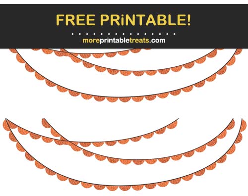 Free Printable Glittery Orange Scalloped Bunting Banner Cut Outs