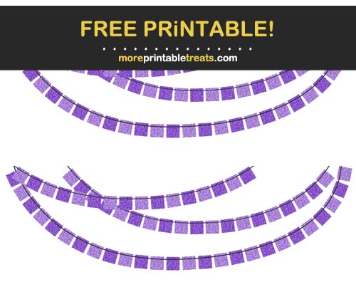 Free Printable Glittery Purple Square Bunting Banner Cut Outs