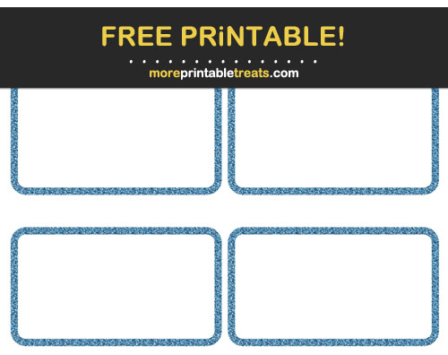 Free Printable Glittery Sapphire Blue Rectangle Labels