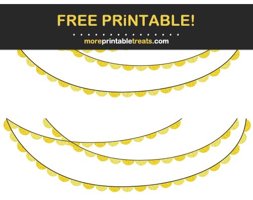 Free Printable Glittery Yellow Scalloped Bunting Banner Cut Outs