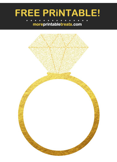 Free Printable Gold Foil and Glitter Engagement Ring