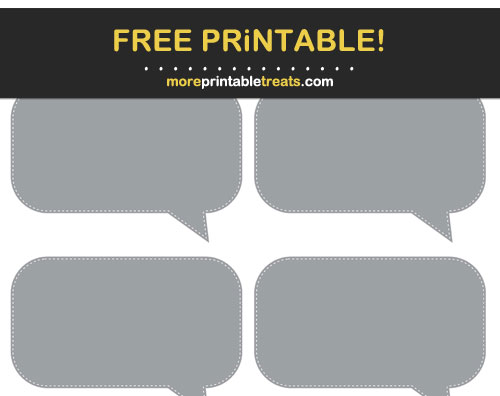 Free Printable Gray Stitched Rectangle Speech Bubble Labels