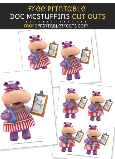 Free Hallie the Hippo with Medical Chart Cut Outs - Printable - Doc McStuffins