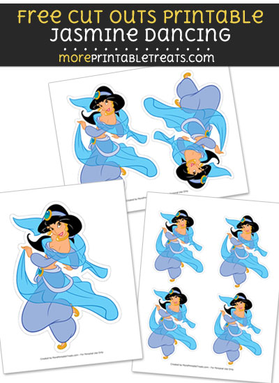 Free Princess Jasmine Dancing Cut Out Printable with Dashed Lines - Aladdin
