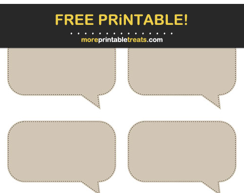 Free Printable Khaki Rectangle Speech Bubble Labels