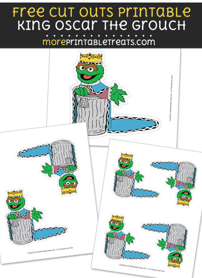 Free King Oscar the Grouch Cut Out Printable with Dashed Lines - Sesame Street