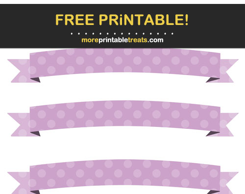 Free Printable Lilac Purple Tinted Polka Dot Ribbon Banners