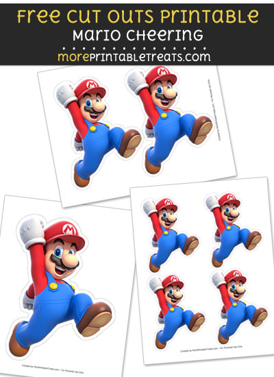 Free Mario Cheering Cut Out Printable with Dashed Lines - Super Mario Bros