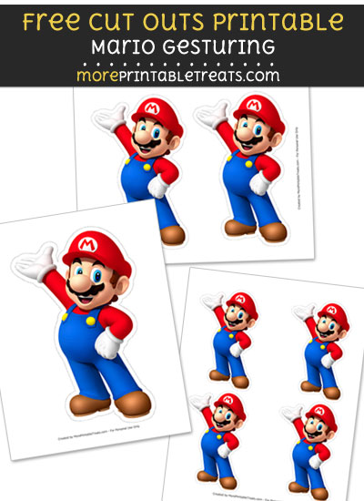 Free Mario Gesturing Cut Out Printable with Dashed Lines - Super Mario Bros