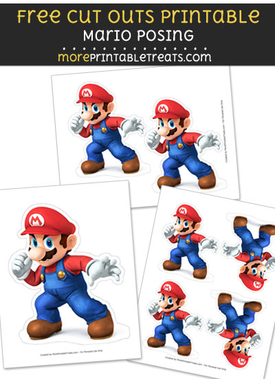 Free Mario Posing Cut Out Printable with Dashed Lines - Super Mario Bros