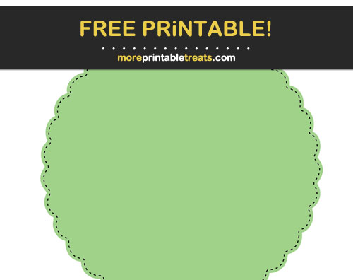Free Printable Melon Green Stitched Scalloped Circle