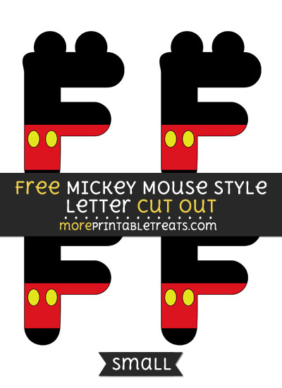 Free Mickey Mouse Style Letter F Cut Out - Small Size Printable