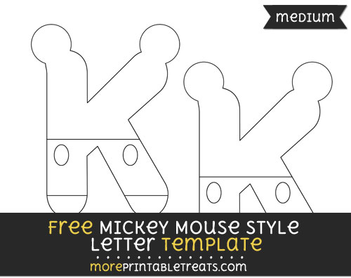 Free Mickey Mouse Style Letter K Template - Medium