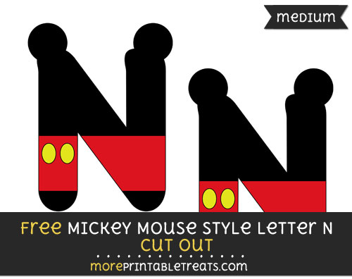Free Mickey Mouse Style Letter N Cut Out - Medium Size Printable