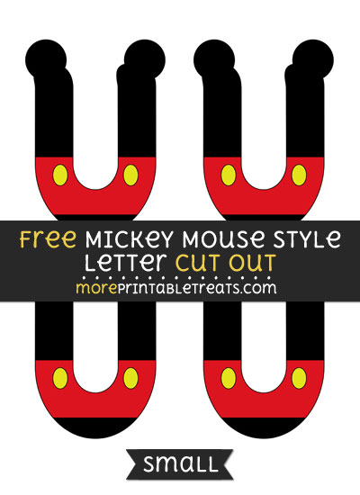 Free Mickey Mouse Style Letter U Cut Out - Small Size Printable