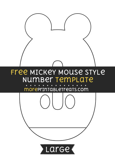 Free Mickey Mouse Style Number 0 Template - Large