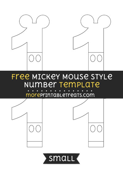 Free Mickey Mouse Style Number 1 Template - Small