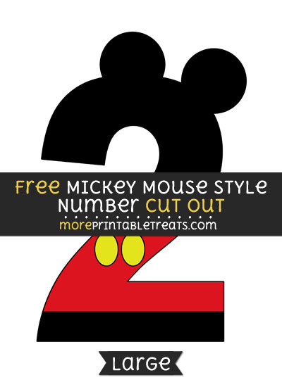 Free Mickey Mouse Style Number 2 Cut Out - Large size printable