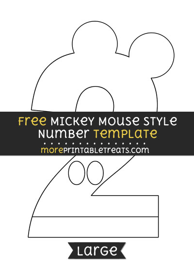 Free Mickey Mouse Style Number 2 Template - Large