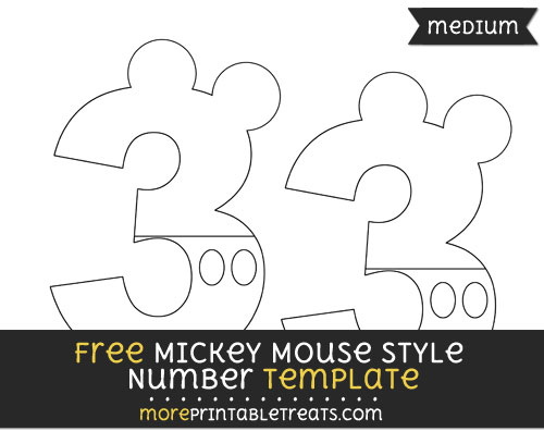 Free Mickey Mouse Style Number 3 Template - Medium
