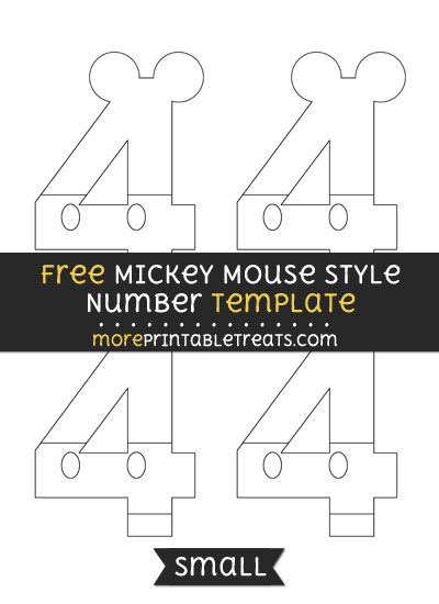 Free Mickey Mouse Style Number 4 Template - Small
