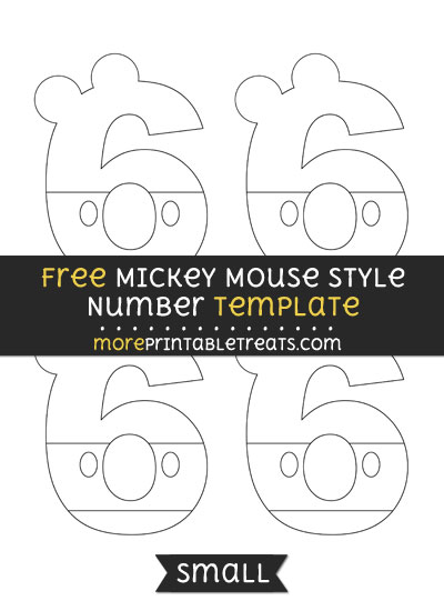 Free Mickey Mouse Style Number 6 Template - Small