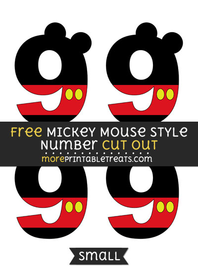 Free Mickey Mouse Style Number 9 Cut Out - Small Size Printable