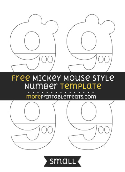Free Mickey Mouse Style Number 9 Template - Small