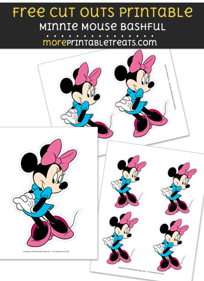 Free Minnie Mouse Bashful Cut Out Printable with Dashed Lines
