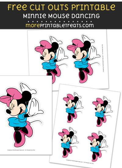 Free Minnie Mouse Dancing Cut Out Printable with Dashed Lines