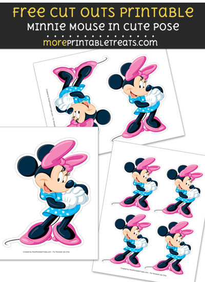 Free Minnie Mouse in Cute Pose Cut Out Printable with Dashed Lines