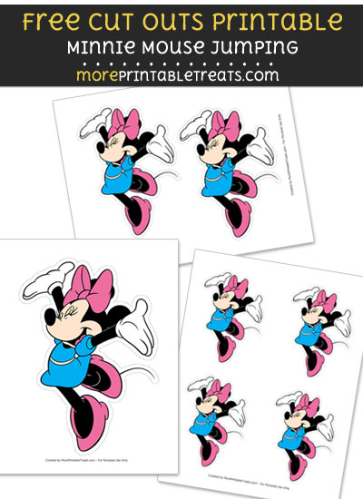 Free Minnie Mouse Jumping Cut Out Printable with Dashed Lines