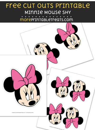 Free Minnie Mouse Shy Cut Out Printable with Dashed Lines