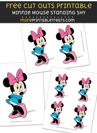 Free Minnie Mouse Standing Shy Cut Out Printable with Dashed Lines