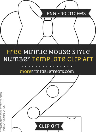 Free Minnie Mouse Style Number 2 Template - Clipart