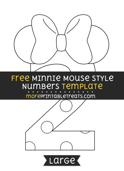 Free Minnie Mouse Style Number 2 Template - Large