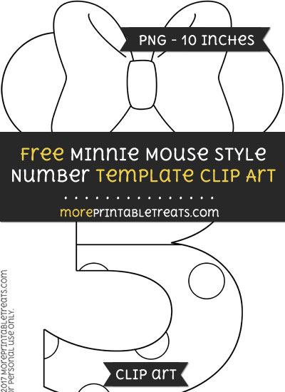 Free Minnie Mouse Style Number 3 Template - Clipart