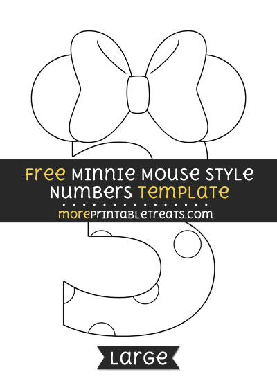 Free Minnie Mouse Style Number 3 Template - Large
