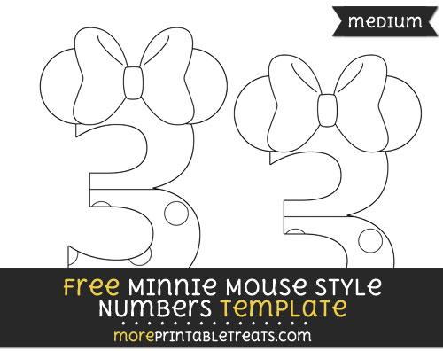 Free Minnie Mouse Style Number 3 Template - Medium