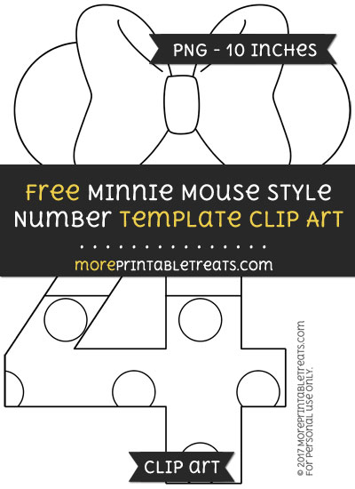 Free Minnie Mouse Style Number 4 Template - Clipart