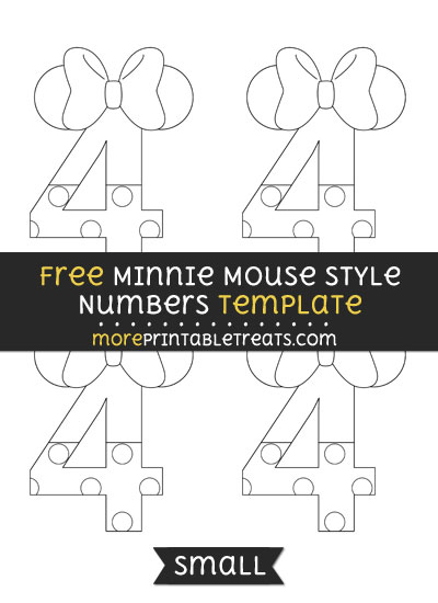 Free Minnie Mouse Style Number 4 Template - Small