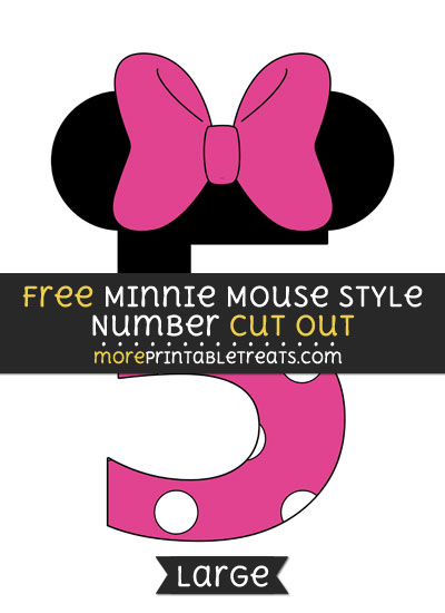 Free Minnie Mouse Style Number 5 Cut Out - Large size printable