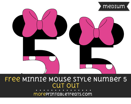 Free Minnie Mouse Style Number 5 Cut Out - Medium Size Printable