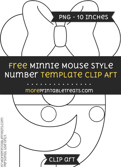 Free Minnie Mouse Style Number 9 Template - Clipart
